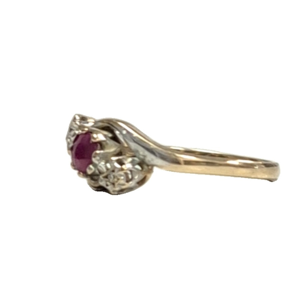 9CT Gold, Ruby And Diamond Ring Size M