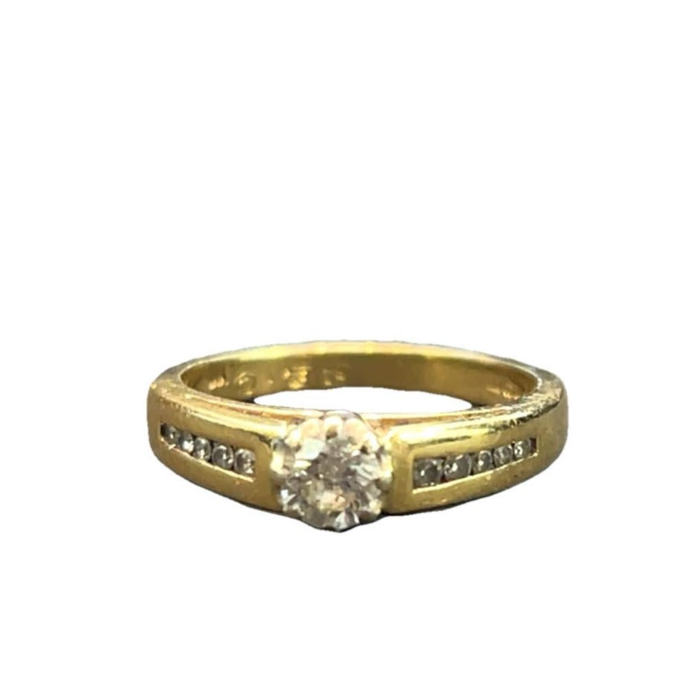18CT Gold & 0.33 Diamond Ring - Size I