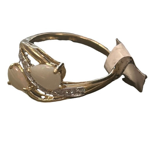 NEW 9CT Gold with Opal & Diamond Ring - Size P