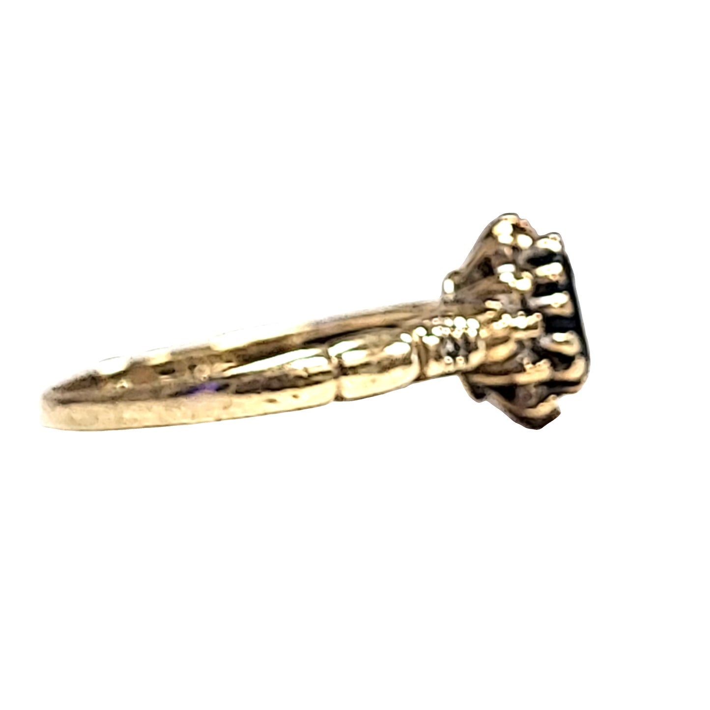 Vintage 9ct Gold Sapphire and Diamond Cluster Ring - Classic Oval Design