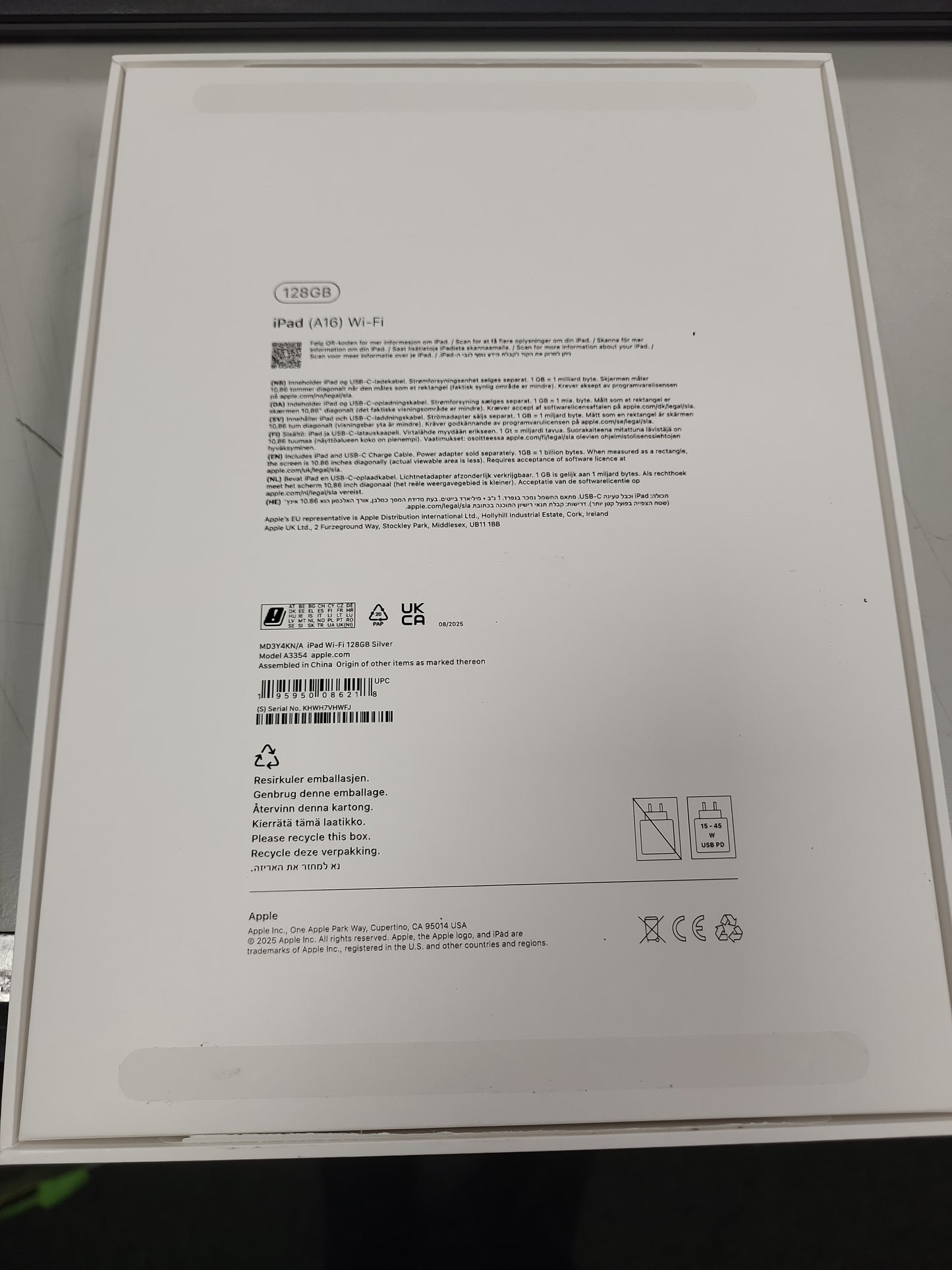 iPad 10th Generation 128GB Wi-Fi Silver A16 Model