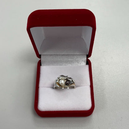 leaf patterned silver ring