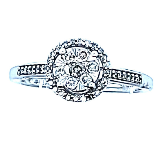 9CT White Gold & 0.25 Diamond Ring - Size N