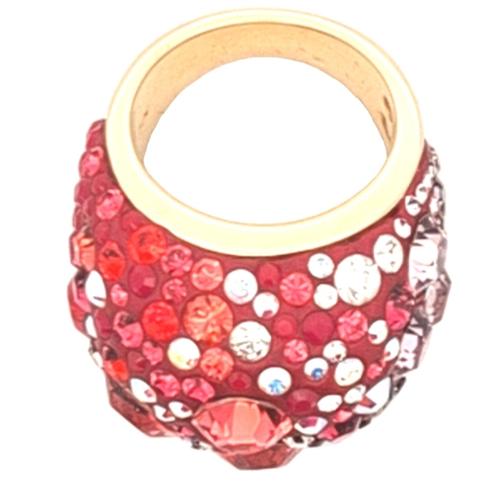 Swarovski Red Crystal Cinderella Gold Tone Ring