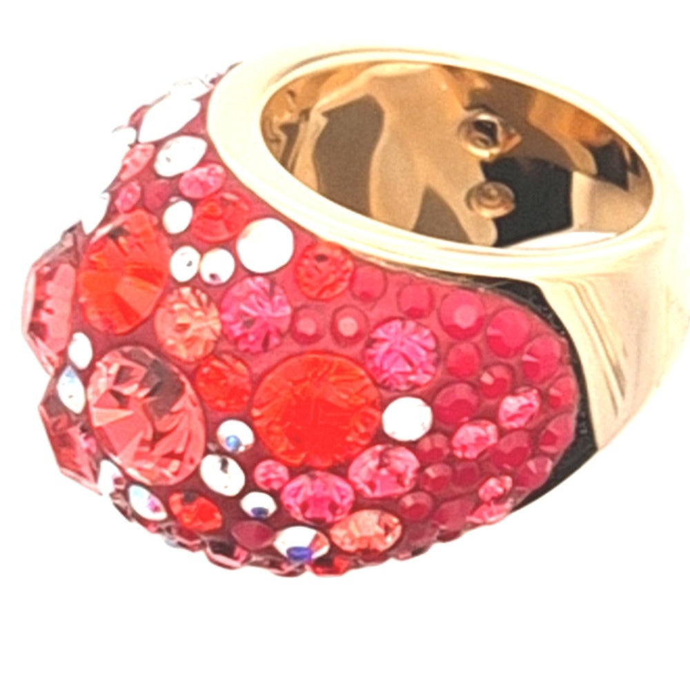 Swarovski Red Crystal Cinderella Gold Tone Ring