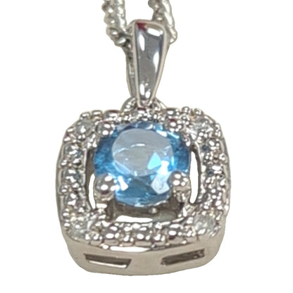 Diamond pendant with silver chain