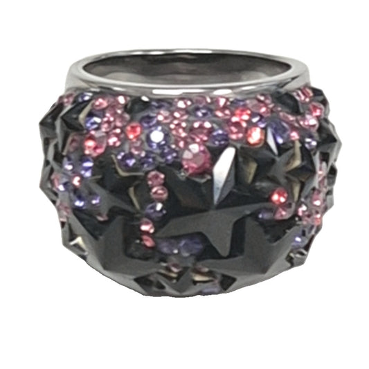 Pink and purple Fizz Cocktail Ring With Various Black Stars Size Q/R