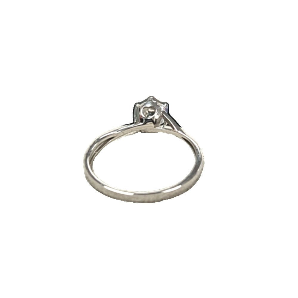 9CT White Gold CZ SOLITAIRE Size L