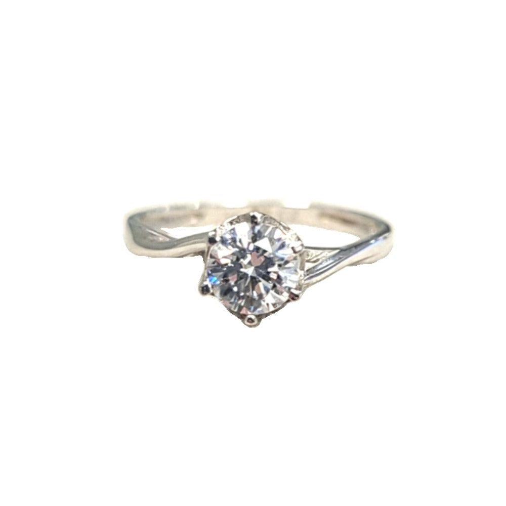 9CT White Gold CZ SOLITAIRE Size L