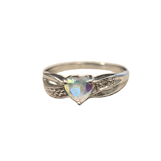 White Gold Ring with heart shaped cubic zirconia