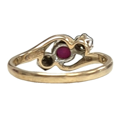 9CT Gold, Ruby  And Diamond Ring Size M