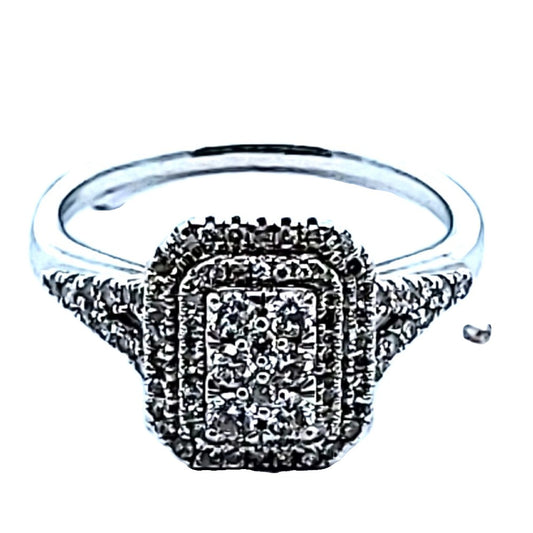 9ct White gold Diamond Ring Size M