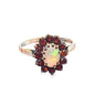 9CT Antique Gold and Opal Ring with Red Gems