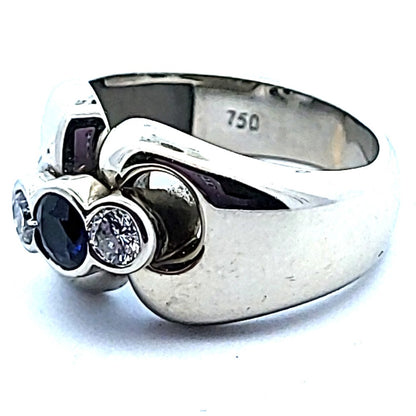 14CT Gold Ring with Sapphire and Diamond