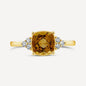 9CT Gold with Cush Citrine Diamond - Size K