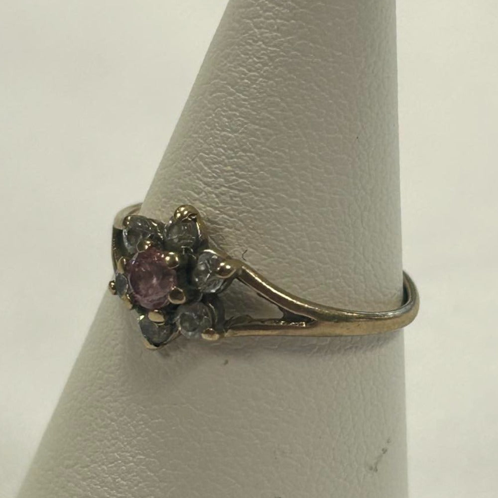 9CT Gold & Pink Gem Ring - Size O