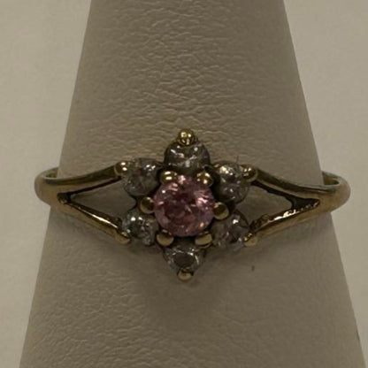 9CT Gold & Pink Gem Ring - Size O