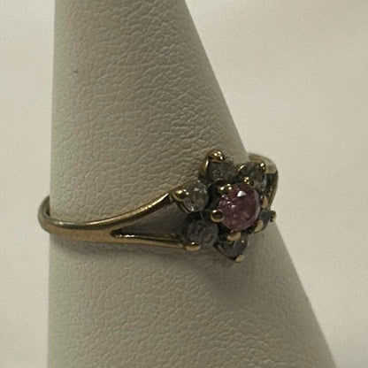 9CT Gold & Pink Gem Ring - Size O