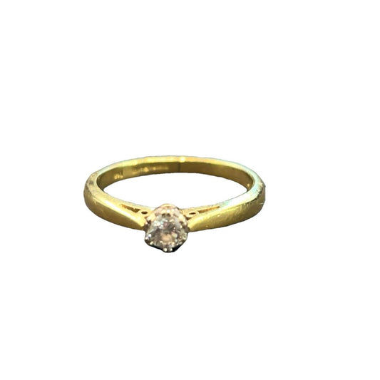 18CT Gold & 0.20 Diamond Ring - Size I