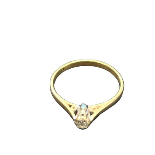 9CT Gold with Round 0.10 Diamond Ct Ring - Size M