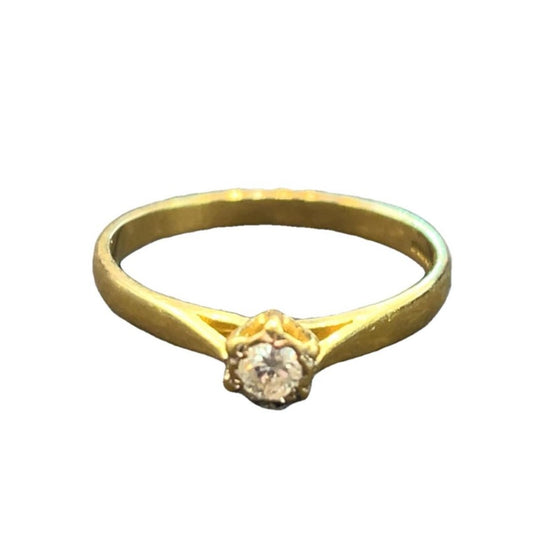 18CT Gold & 0.10 Diamond Ring - Size N