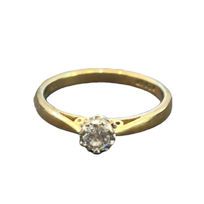 9CT Gold & 0.20 Diamond Ring - Size O