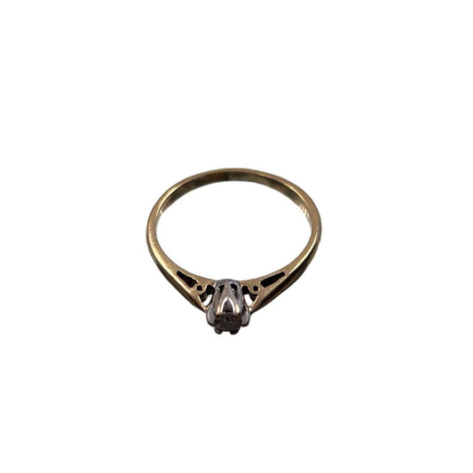 9CT Gold & 0.10 ct Round Diamond Ring - Size O