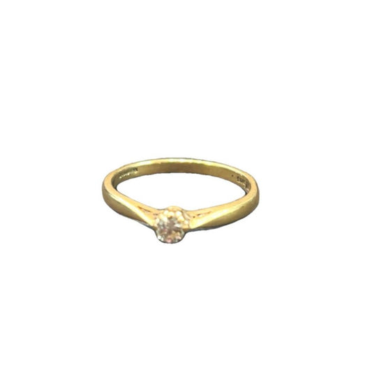 9CT Gold with Round Diamond Ring - Size L