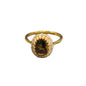 9CT Gold & Diamonds With 1 Large Yellow Gem Ring - Size S