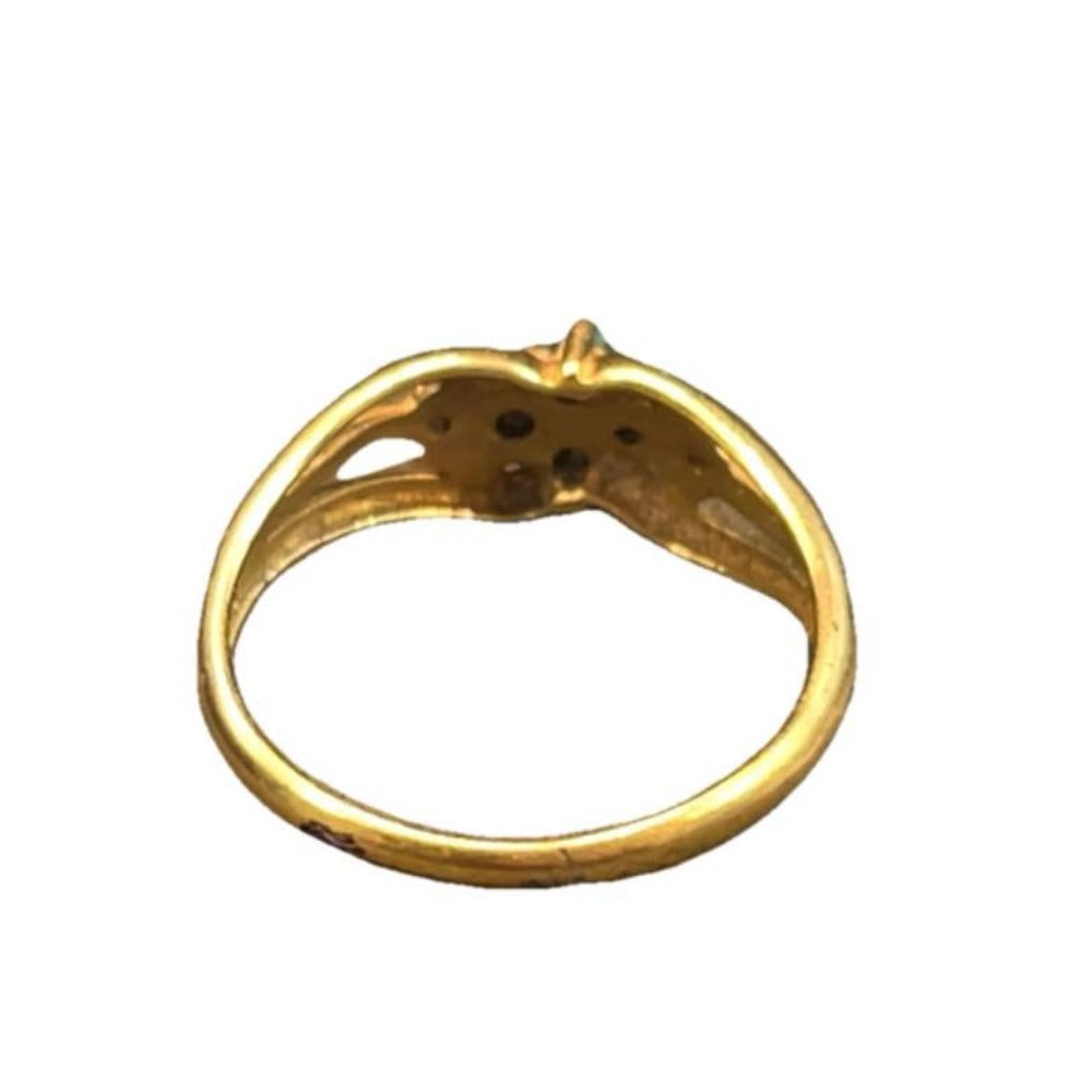 9 CT Gold Ring With Green Stones - Size N