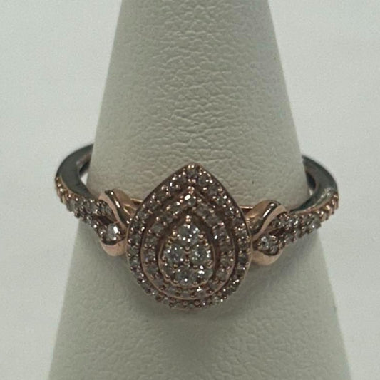 9CT Rose Gold & 0.25 Diamond Ring - Size N