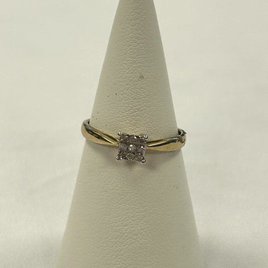 9CT Gold with Nine Round Diamonds 0.10cts Ring - Size N