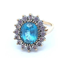 Yellow Gold 9 Carat Cubic Zirconia and turquoise gemstone Size J - My Money Maker 