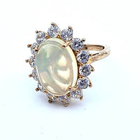 9ct Gold Cubic Zirconia And Iridescent Gem Stone Size L - My Money Maker 