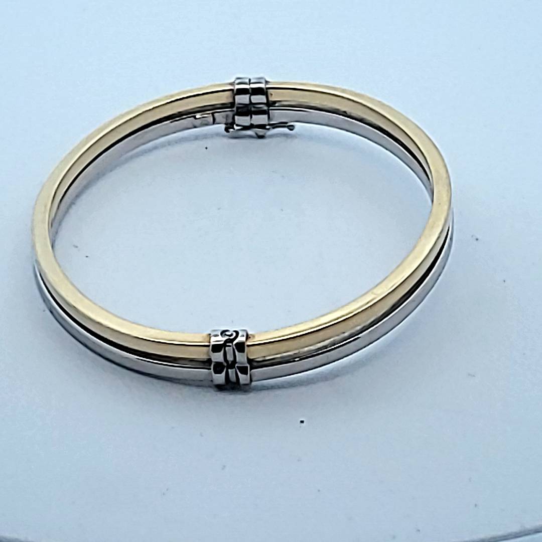 9ct Two Toned Gold Bangle Bracelet - Money Maker 