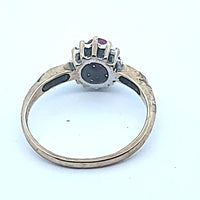 9 Carat Yellow Gold and Diamond ring, with a single Garnet stone, Size L - Money Maker 
