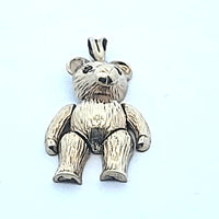 Gold Teddy Bear Pendant. Jointed Arms and Legs. Ruby Eyes. - Money Maker 