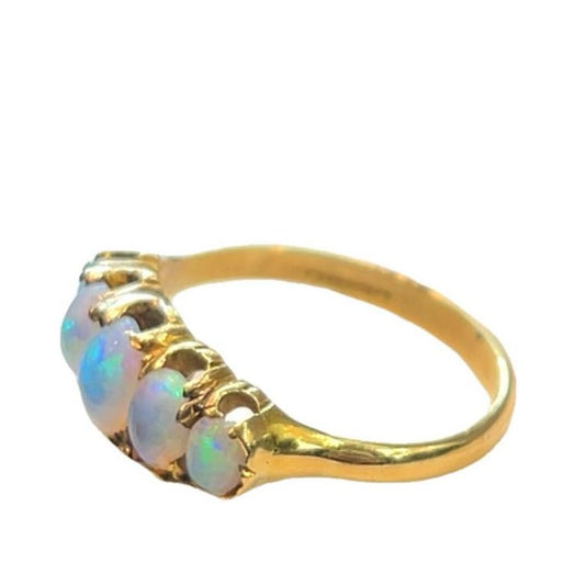 18CT Gold with 5 Opal Stones Ring - Size M