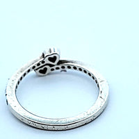 Pandora Sterling Silver Two Sparkling Hearts Ring Size Q - My Money Maker 