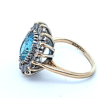 Yellow Gold 9 Carat Cubic Zirconia and turquoise gemstone Size J - My Money Maker 