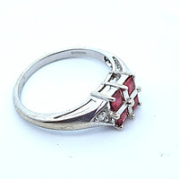 9ct White Gold, White and Red Gemstones Size N - My Money Maker 