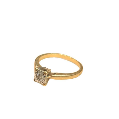 9CT Gold & 0.10 Round Diamond Ring - Size L