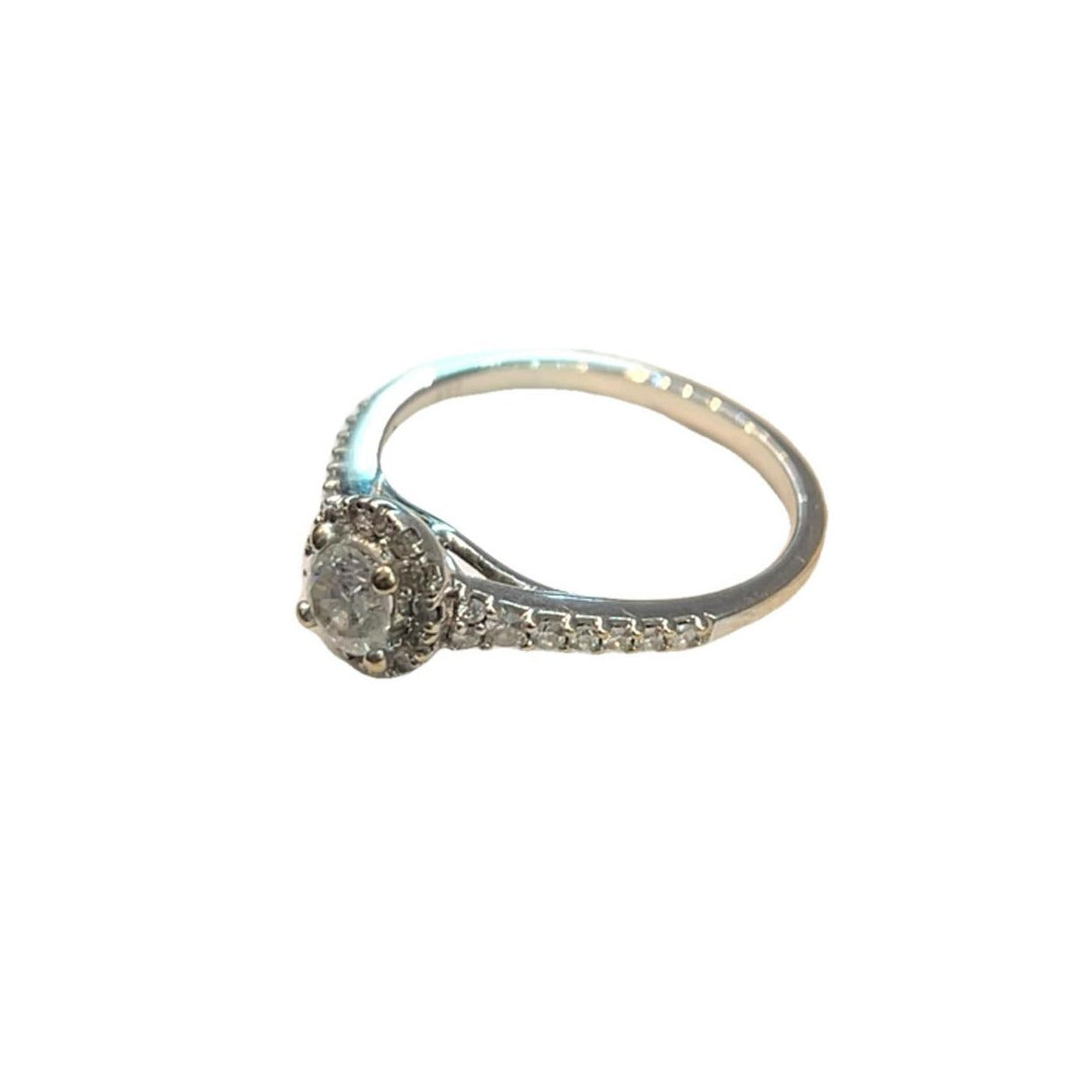 18CT White Gold & Diamond Ring  - Size M