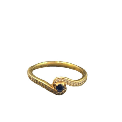 9CT Gold with Sapphire & 0.15 Diamond Ring - Size Q