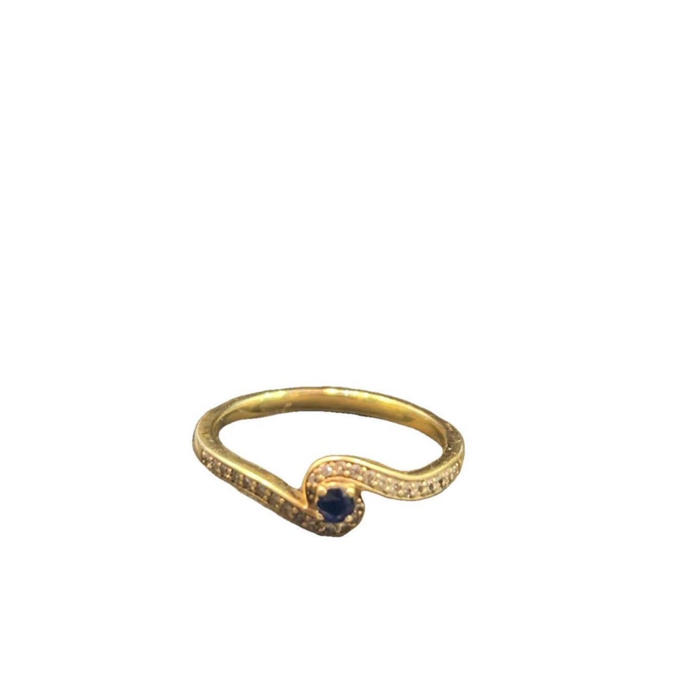 9CT Gold with Sapphire & 0.15 Diamond Ring - Size Q