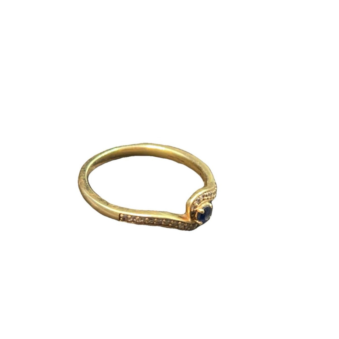 9CT Gold with Sapphire & 0.15 Diamond Ring - Size Q