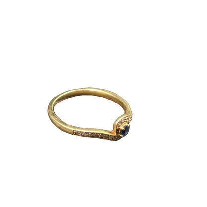 9CT Gold with Sapphire & 0.15 Diamond Ring - Size Q