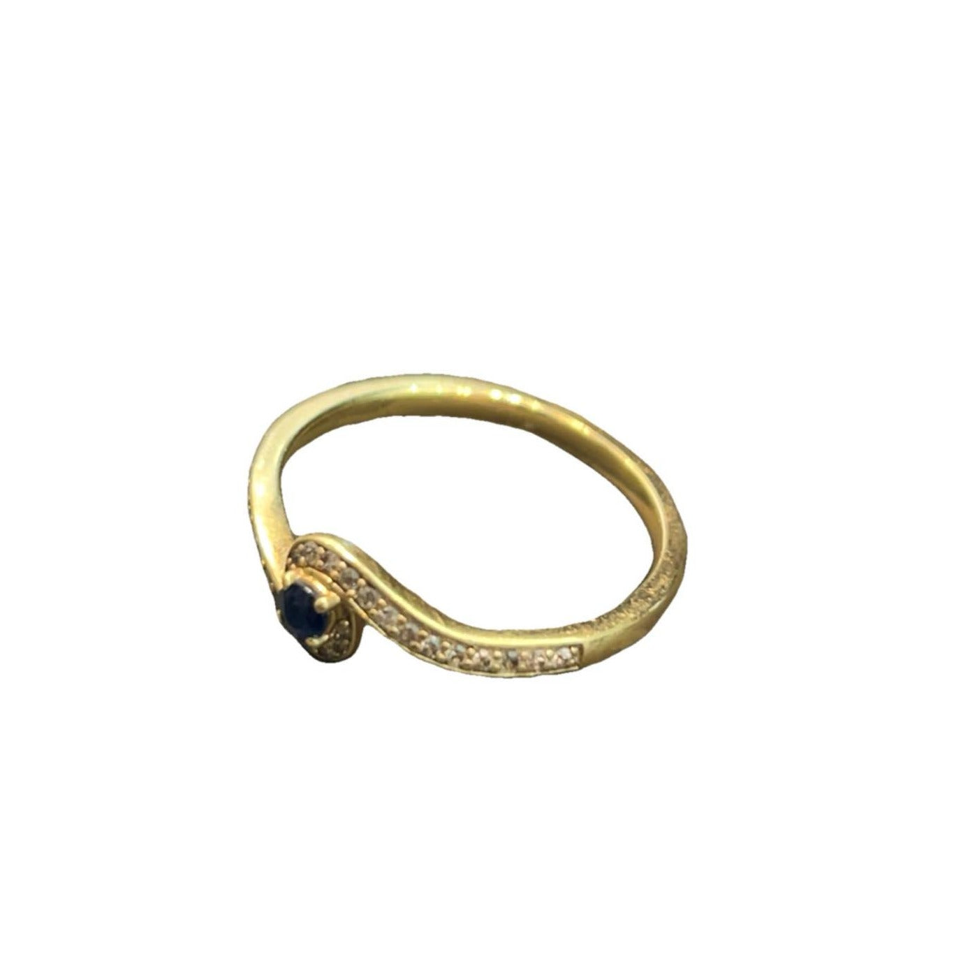 9CT Gold with Sapphire & 0.15 Diamond Ring - Size Q