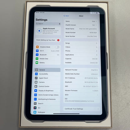 Apple iPad Mini 6th Gen (A2567) 8.3" 256GB - Space Grey, WiFi B