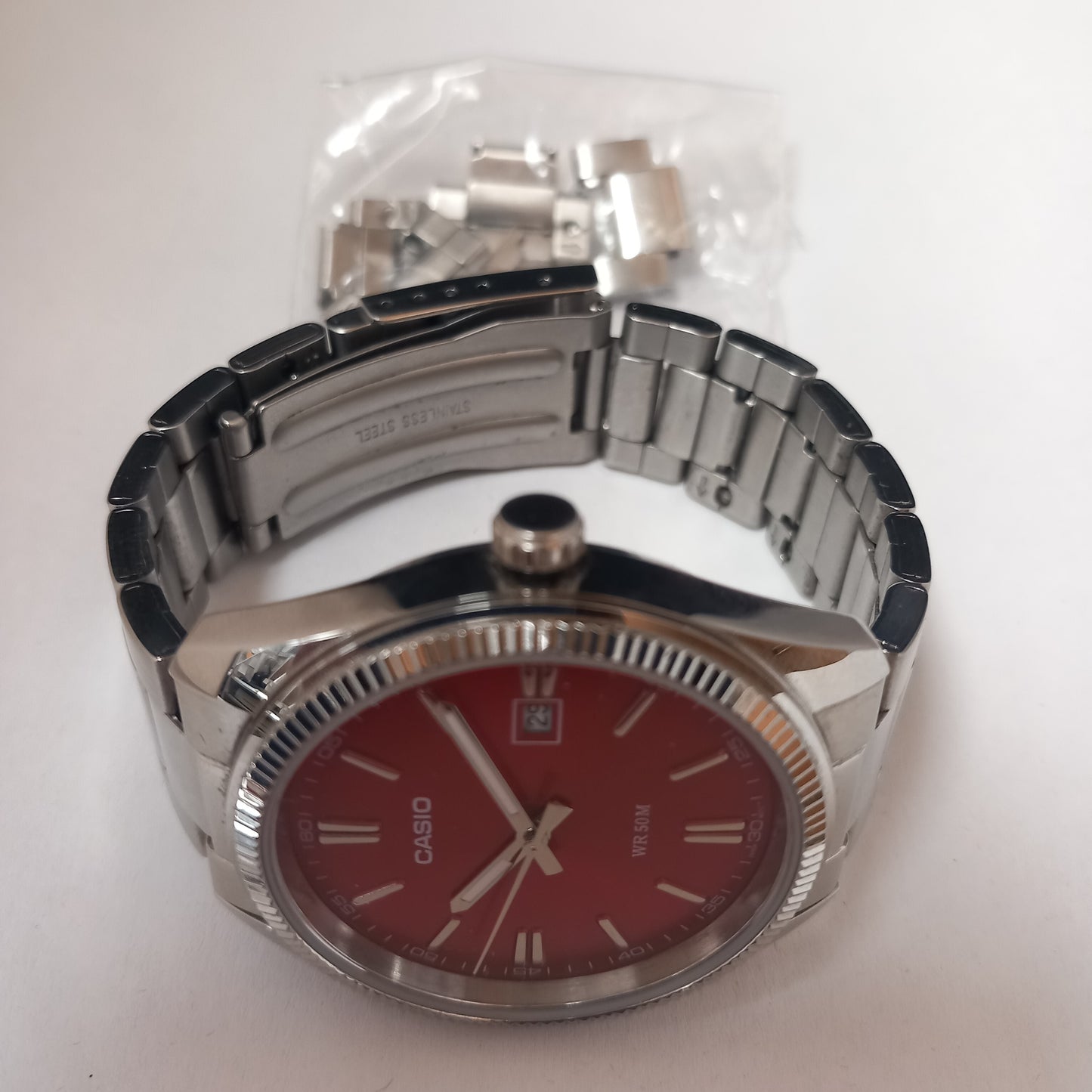CASIO MTP RED WATCH IN BOX
